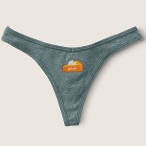 PINK Victoria's Secret grey Panties with Pie Embroidery
